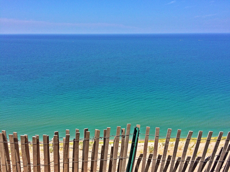 blue, scenics - nature, lakes, sea, horizon over water, clear sky, fence, horizon, United States, summer, landscapes, water, nature, day, vacations, no People