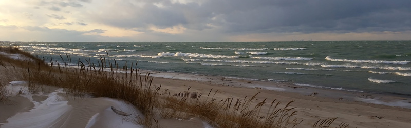 outdoors, lake, environment, sea, beach in winter, water, beauty in nature, lake michigan, panorama of waves, beach, beach grass, motion, wave, indiana dunes