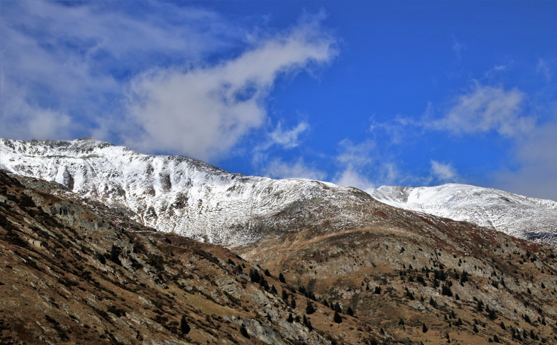 landscape, mountains, see, cloud - sky, the height of the, blue, day, winter, mountain, mountain peak, the first snow, tourism, no people, cold, alpine