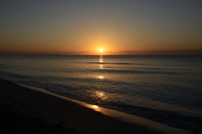 sunset, sun, beach, ebb, sea, reflection, 5K