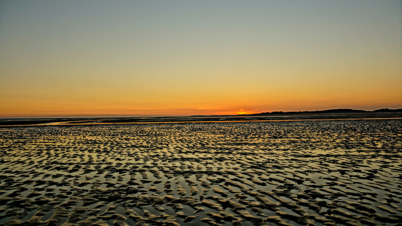 outdoors, water, low tide, desert, sky, dusk, intertidal zone, idyllic, scenics - nature, beach, sand, land, environment, salt flat, no people, climate