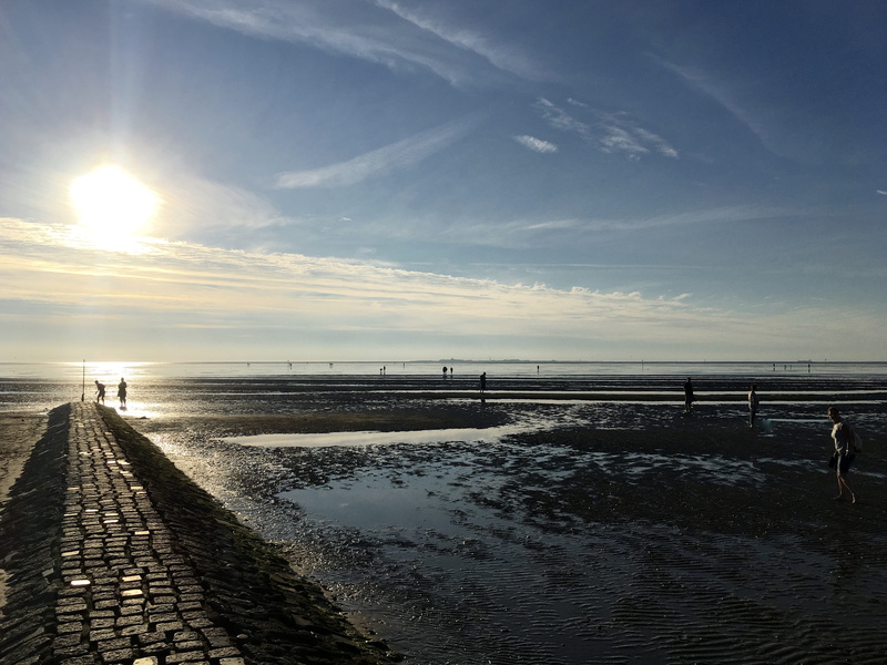 mood, outdoors, wadden sea, scenics - nature, sun, cloud - sky, beach, cuxhaven, sunset, north sea, beauty in nature, evening sky, horizon over water, landscape