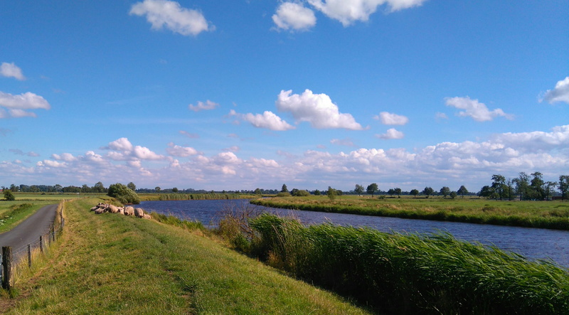 cloud - Sky, agriculture, Dike, land, scenics, outdoors, tranquil scene, sky, East Frisia, environment, plant, non-Urban Scene, water, rural Scene, Landscape