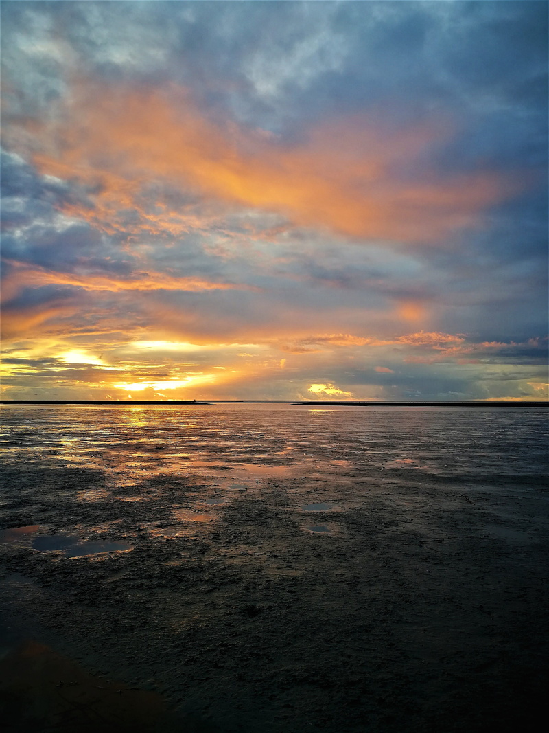 outdoors, cloud - sky, water, westermarsch ii, meer, tranquility, beauty in nature, sunset, 4K, dramatic sky, no people, beach, north sea, sky, dusk, horizon