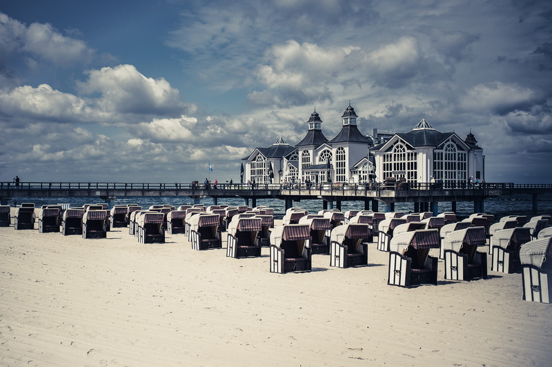 ocean, nature, horizon over water, germany, binz, day, pier binz, 2K, pier, built structure, beach, sea, beach hut, sky, water, cloud - sky, land, outdoors