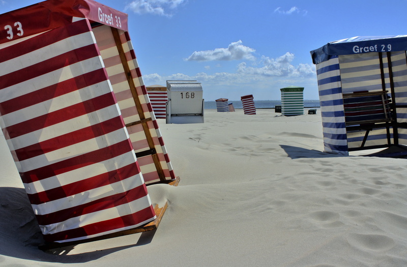 relaxation, sand, beach, travel, beach chair, 4K, leisure, germany, summer, built structure, hooded beach chair, vacation, nature, island, striped, water