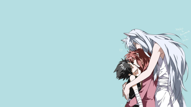 hakusho, shounen ai, hiei, kurama, simple, background, ears, animal, 1080P
