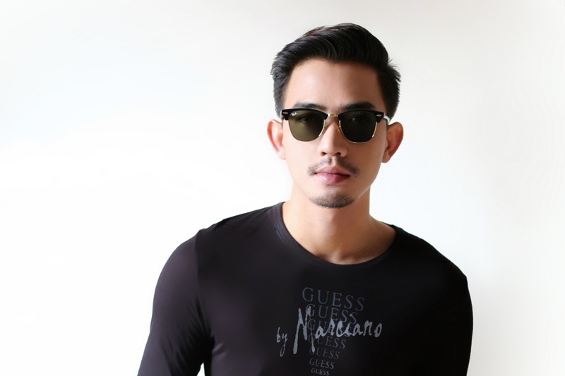 short hair, males, 2K, man, men, mens, glasses, lifestyles, scoop, spiky hair, studio shot, adel, guess, shirt, neck, fashion Model, young Adult, black