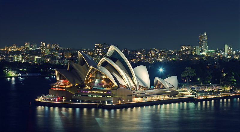 Sydney Opera House, night, sea, city, Sydney, 1080P