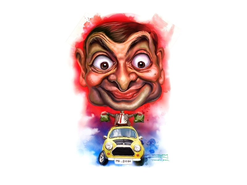 studio shot, Mr. Bean, indoors, multi colored, TV Show, body part, white background, cut out, people, Mr Bean, evil, red, portrait, art and craft, looking at camera