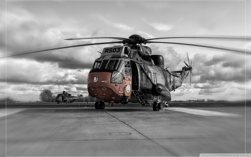 gray, helicopter, 1080P, pilot, cloud - sky, army, military, mode of transportation, stationary, sky, air force, selective coloring, air vehicle, cockpit