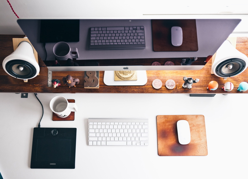 no people, white, indoors, business, work, internet, desk, cup, workspace, imac, home office, display, speakers, apple inc, computer equipment, table, multimedia