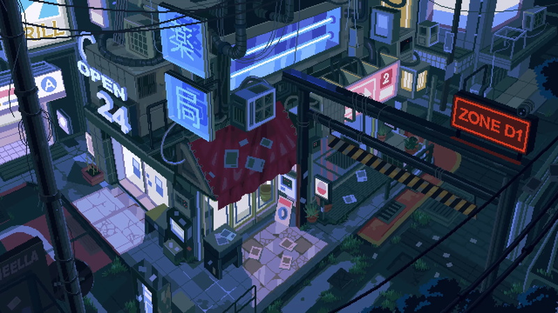 2K, lights, waneella, pixel art, city