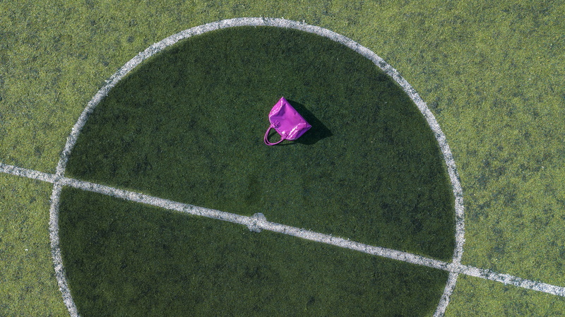 nature, geometric shape, bag, aerial shot, green color, competition, 4K, land, shape, drone footage, plant, high angle view, yard line - sport, soccer