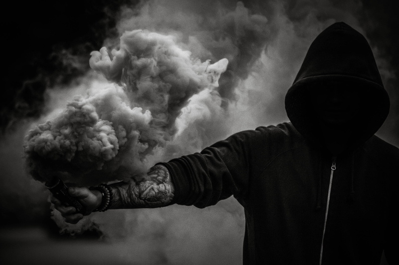 dark, riots, monochrome, men, hoods, 1080P