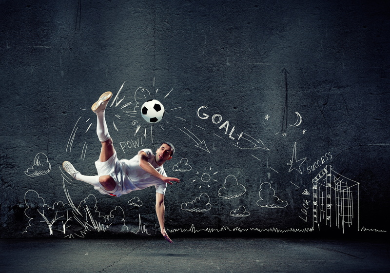 uniform, the ball, creative, goal, blow, t-shirt, sneakers, knee, wall, athlete, football, in white, player, the game, jump, shorts, background, male, 4K