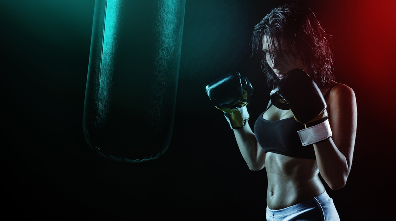 Boxing, exercising, 4K, boxing glove, dark, studio shot, healthy lifestyle, aggression, stand, athlete, adult, determination, strength, challenge, punching