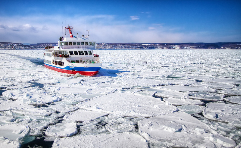 Snow, icebreaker, hokkaido, abashiri, fishing industry, day, Landscape, no people, frozen, outdoors, Asia, Rafael, Drift, sky, cloud - sky, ice, 4K, beauty in nature