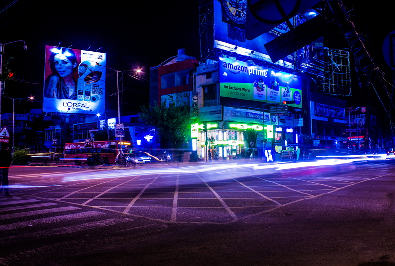 night, street, lapse, nightlife, intersection, time, dusk, Photo, city, dark, photography, light, cars, sign, street Light, incidental people, transportation