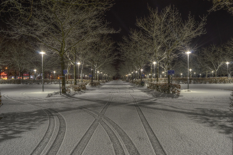 covering, parking lot, light, road, 2K, lighting equipment, illuminated, lights, cold temperature, night, guidance, city, direction, weather, urban, plant