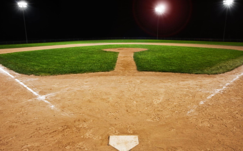 absence, night, floodlight, green color, outdoors, empty, nature, floodlit, plant, no people, baseball - sport, baseball  images pictures, competition