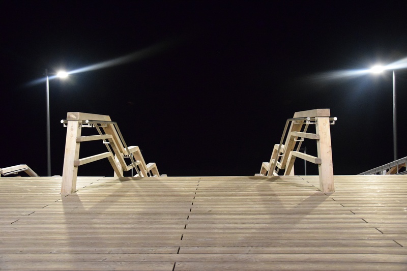 railing, holidays, moon, stairs, nature, light - natural phenomenon, holiday, wenningstedt, 5K, outdoors, absence, low angle view, floodlight, abendstimmung
