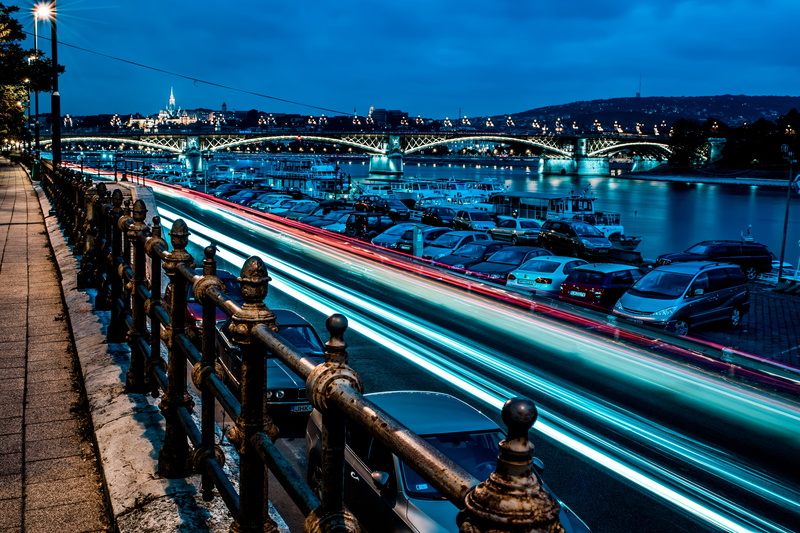 mode of transportation, scape, floodlight, street, night, architecture, light, photography, lights, at night, 5K, outdoors, no people, light trail, built structure