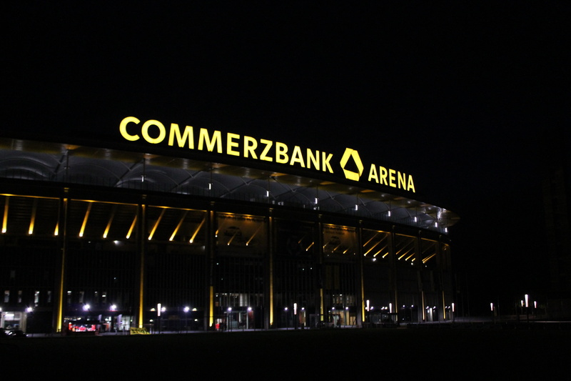 no people, grandstand, arena, construction, nightlife, 4K, light, commerzbank arena, lighting equipment, audience, information, communication, outdoors