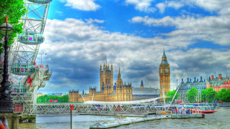 city, day, palace, thames, snapshot, river, hdr, ferris wheel, nature and landscapes, tower, 1080P