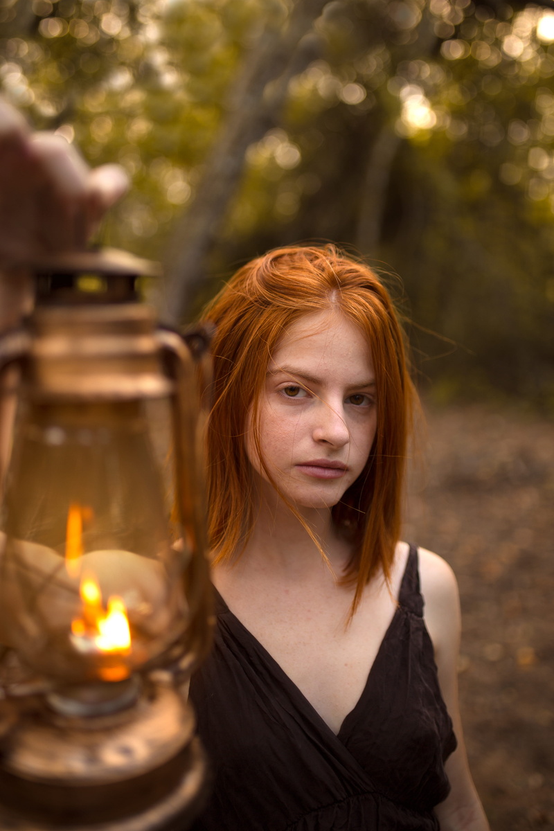 woman, hair, 5K, candle, blur, tree, park, long hair, lifestyles, female, pose, light, flame, fire, black dress, leisure activity, model, young adult