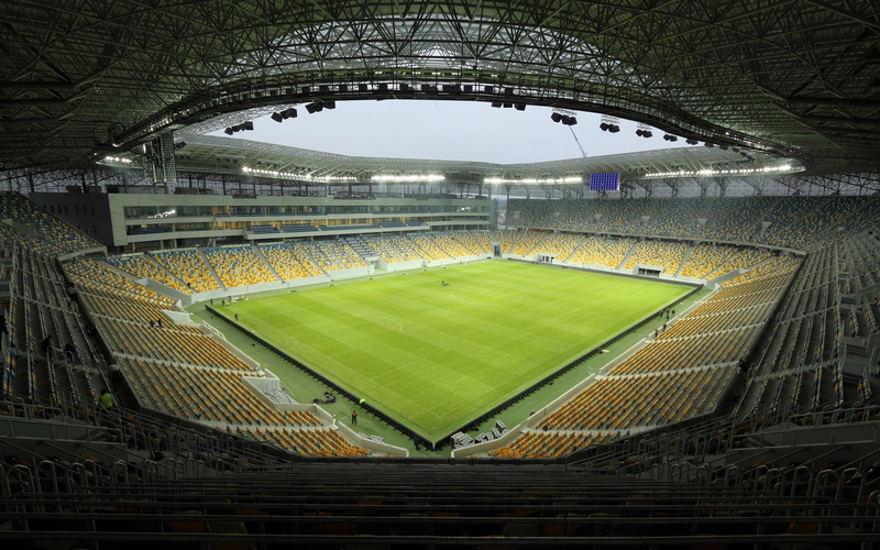 stadium, green, grass, brown, 1080P, empty, soccer