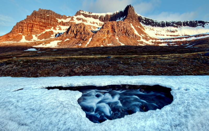 hole, no People, landscape, wilderness Area, arctic, sunlight, rock - Object, iceland, mountain Peak, winter, national Park, sunrise - Dawn, snow, travel