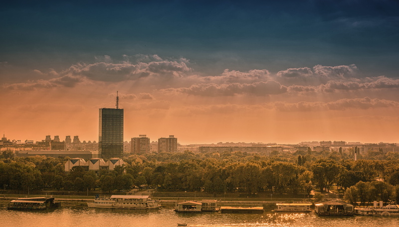 5K, office building exterior, sky, outdoors, nautical vessel, landscape, waterfront, belgrade, cloud - sky, nature, no people, built structure, sunset
