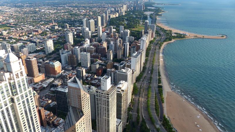 lake shore drive, cityscape, america, 4K, usa, urban, aerial photography, illinois, chicago, oak street beach, united states, metropolitan