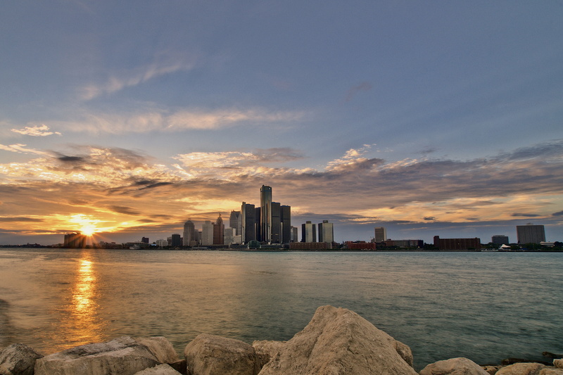 panorama, 4K, urban skyline, near, downtown, skyscraper, waterfront, detroit, beach, architecture, modern, bay, detroit skyline, building, city, travel