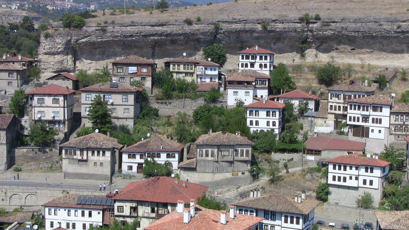 building exterior, houses, nature, high angle view, plant, outdoors, settlement, city, architecture, house, built structure, tree, safranbolu city, community