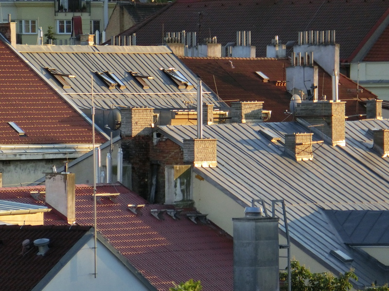 sunlight, roof tile, house, City, architecture, residential treatment side, human settlement, urban, community, settlement, city, 4K, Antennas, building exterior