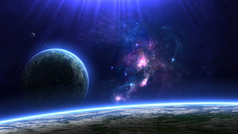 shiny, glowing, light - natural phenomenon, lens flare, sky, blue, star - space, outdoors, no people, planet - space, night, horizon, dark, illuminated