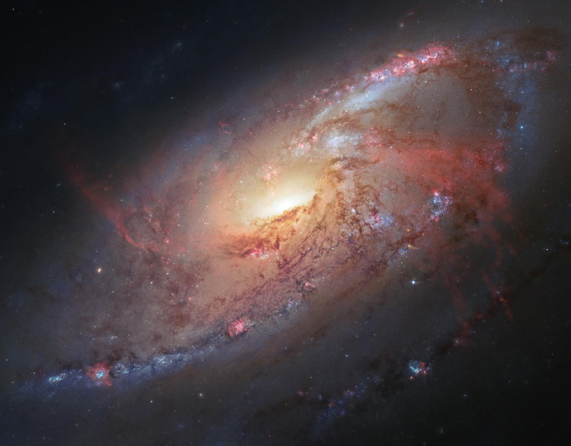 Spiral galaxy, stars, M106, NASA Goddard Space Flight Center, Hubble Space Telescope, 1080P, space