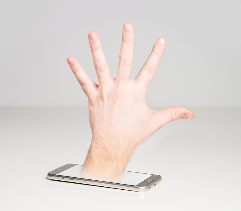 artistic, mobile phone, phone, gesturing, business, man, indoors, gray background, people, white background, arms raised, studio shot, device, social media