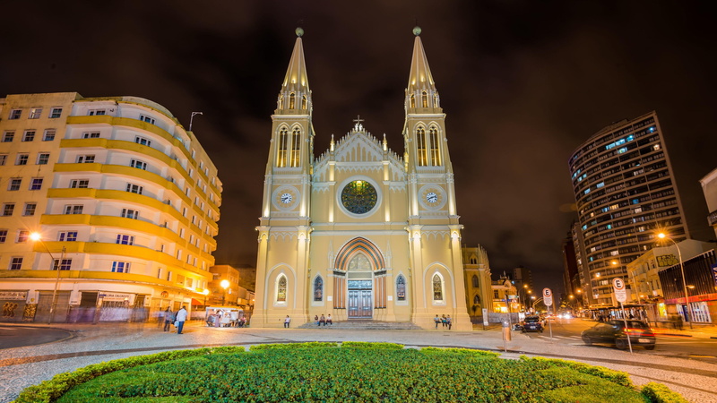 4K, parana, brazil, curitiba, city, church
