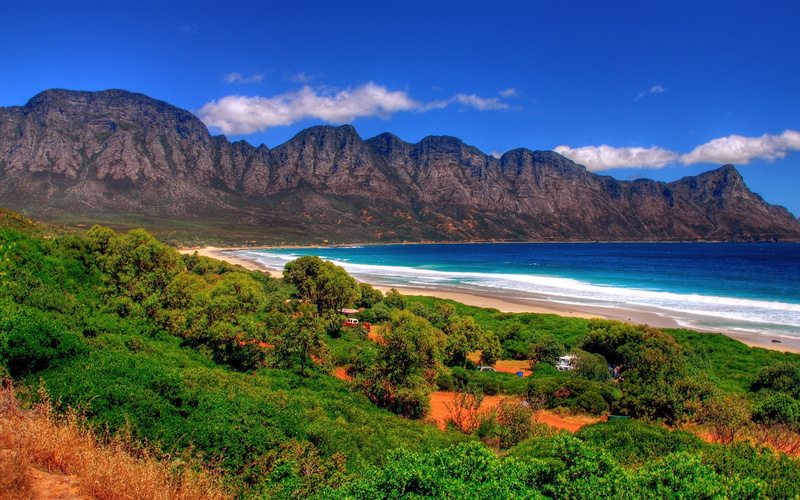 wonderful, clouds, africa, south, mountains, kogel, resort, landscape, hd, bay, sea, beach, images, paradise, 1080P, grass