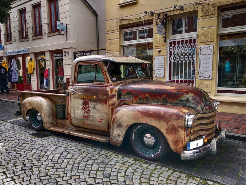 transportation, building exterior, retro styled, car, rusty, old, chevy, land vehicle, america, american, pickup, chevrolet, day, building, motor vehicle