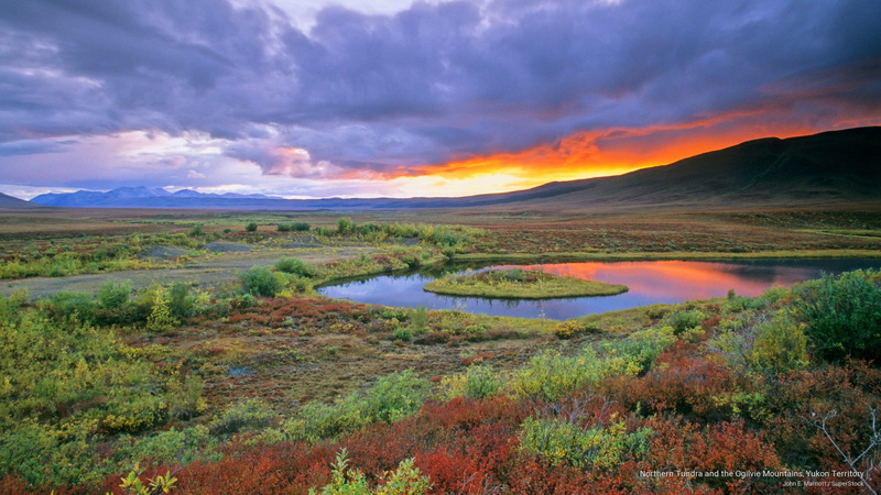 northern, yukon, territory, ogilvie, mountains, Sunrises/Sunsets, tundra, 2K