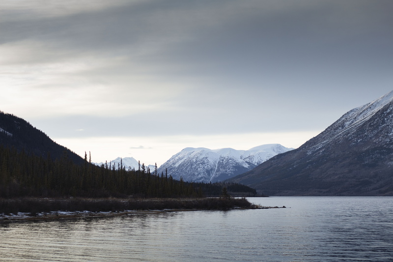 mountains, clouds, winter, waterfront, yukon territory, no people, mountain range, outdoors, carcross, beauty in nature, water, mountain, sunset, snowcapped mountain