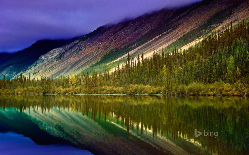 trees, 1080P, mountains, reflection, Nahanni National Park Reserve, forest, lake, Northwest Territories, Canada