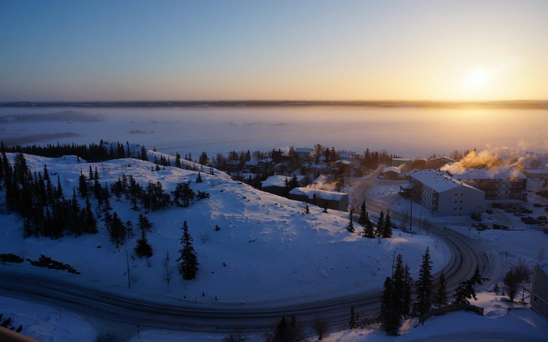 1080P, sunrise, building, yellowknife, snow, canada, winter, northwest, house, territories