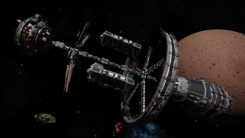 Ed, 1080P, Elite: Dangerous, Damaged Starport, Orbis Station, ASP Explorer, space, Starport, spaceship, Space Station, Space Simulator