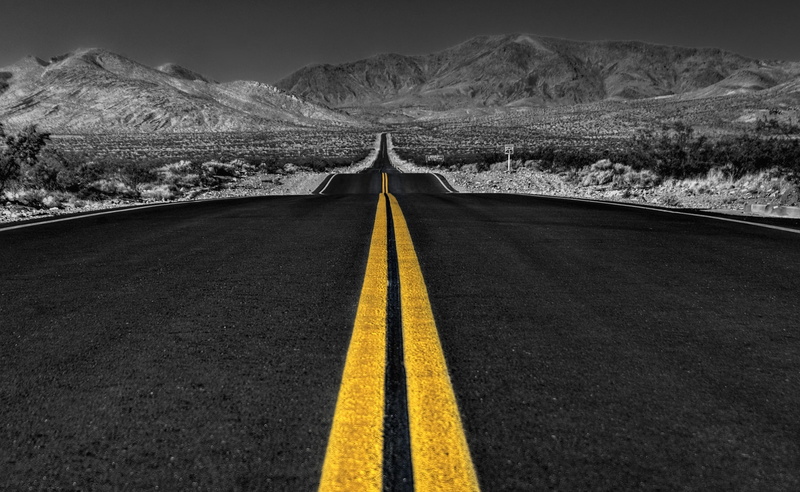 surface level, day, pathway, road marking, Road, mountain range, marking, 2K, dividing line, asphalt, straight, landscape, vanishing point, direction