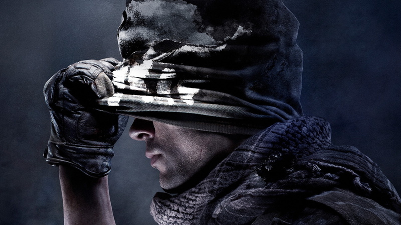 close-up, looking at camera, dark, hood - clothing, Call Of Duty: Ghosts, body part, call of duty, holding, men, mid adult, indoors, human face, aggression